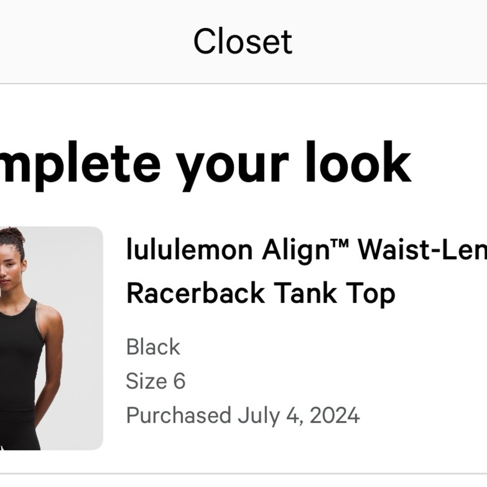 lululemon athletica Align waist-length racer back tank top (black) - Picture 4 of 4